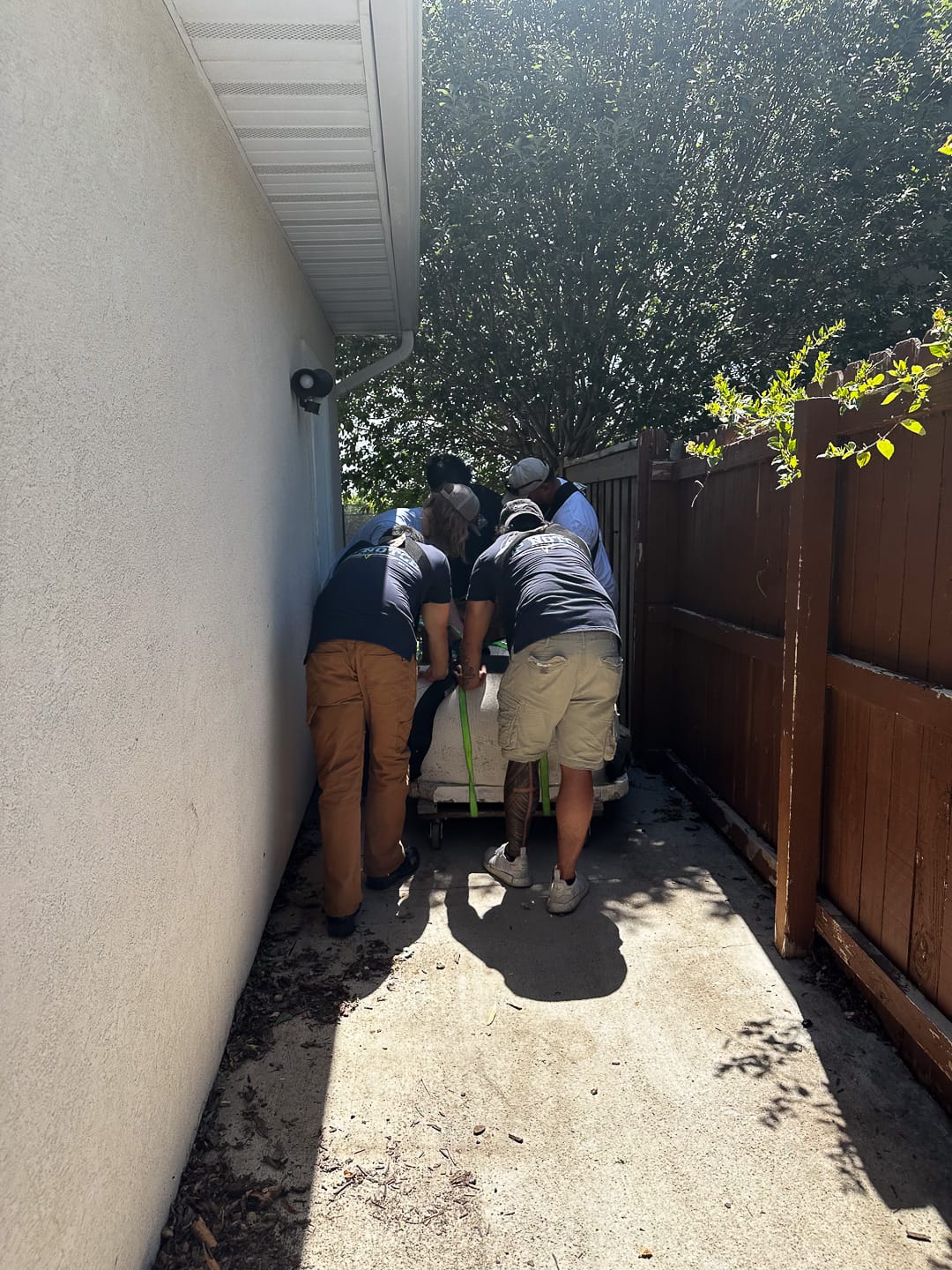 Threading a tight side-yard path on delivery day